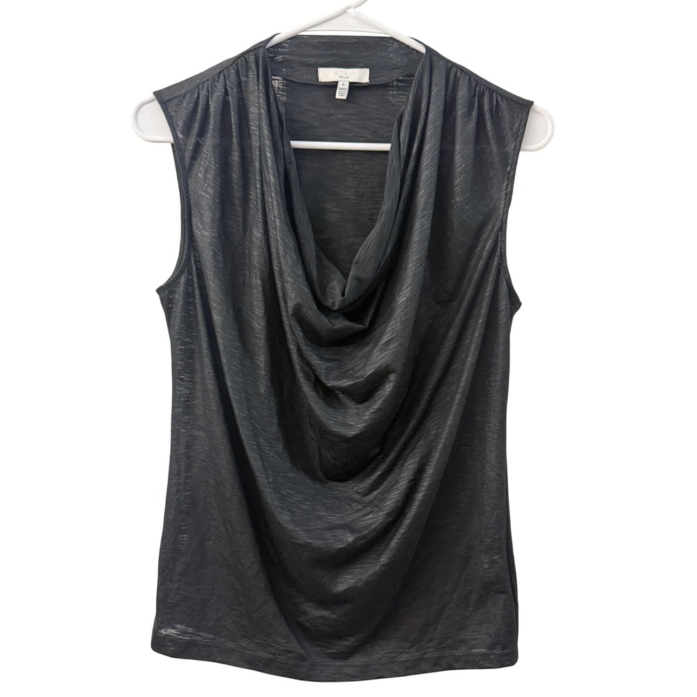 Adam Lippes Womens Black Cowl Neck Sleeveless Slub Knit Tank Top Small